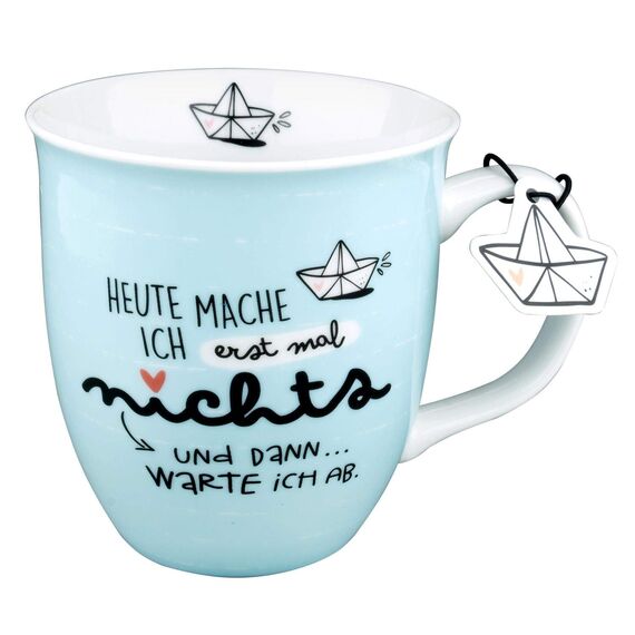 H:) PPY life Tasse mit Motiv "Erst mal nichts" | Kaffeetasse, Porzellan, 40 cl | Tasse mit Spruch, Geschenk | 46259