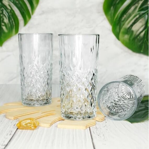 Glasmark Krosno Wassergläser Gläser Trinkgläser Set Longdrink Cocktail Gin Wasser Longdrinkgläser Cocktailgläser, Spülmaschinenfest Transparent Mit Kristall Effekt 6 x 300ml, Hohe