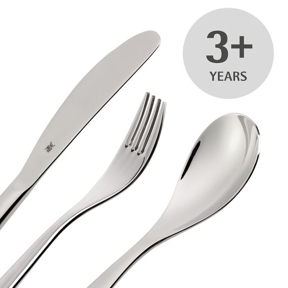 WMF Faultier Kinderbesteck Set 4-teilig, Besteck Kinder Edelstahl, Kinderbesteck ab 3 Jahre, Cromargan poliert, spülmaschinengeeignet