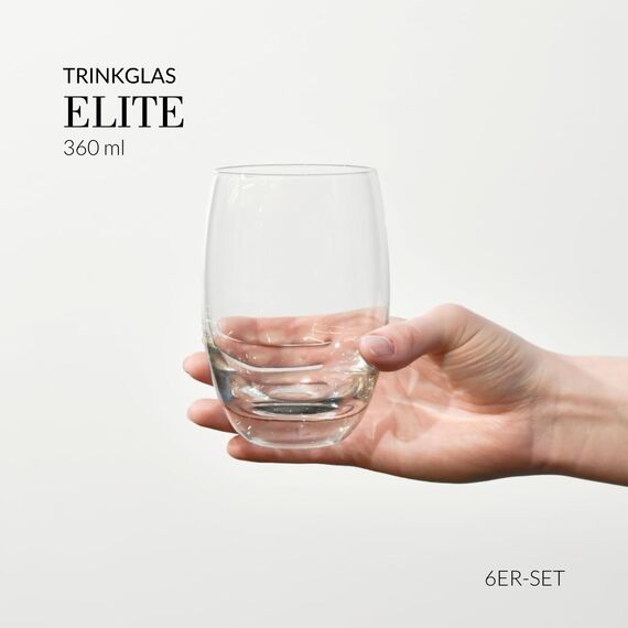 Krosno Wassergläser Saftgläser Trinkgläser | Set von 6 | 360 ML | Elite Kollektion | Perfekt für zu Hause, Restaurants und Partys | Spülmaschinenfest