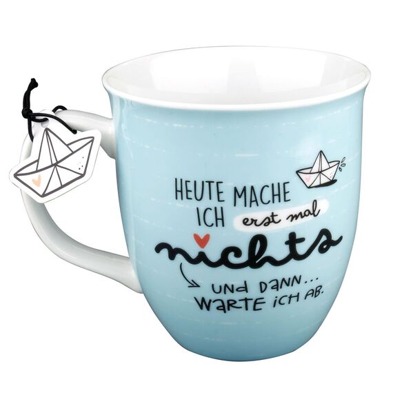 H:) PPY life Tasse mit Motiv "Erst mal nichts" | Kaffeetasse, Porzellan, 40 cl | Tasse mit Spruch, Geschenk | 46259