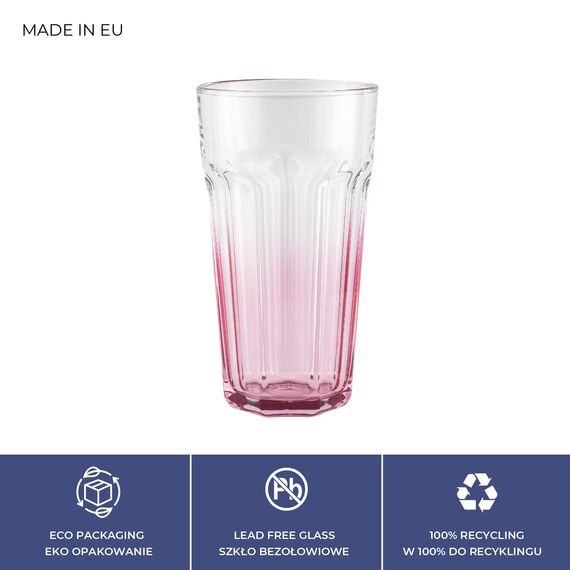 TREND FOR HOME Gigi Secret Pastels große Trinkgläser 630 ml, Set mit 6 Cocktailgläsern, Longdrinkgläser XXL, spülmaschinenfest, perfekt für Zuhause