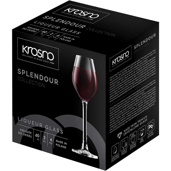 Krosno Grappa-gläser Schnaps-gläser Likör-gläser Glas | 6-teiliges Set | 60 ml | Splendour Kollektion | Wodka-Gläser | Für Zuhause, Restaurants & Partys | Spülmaschinenfest | Bleifreies Kristallglas