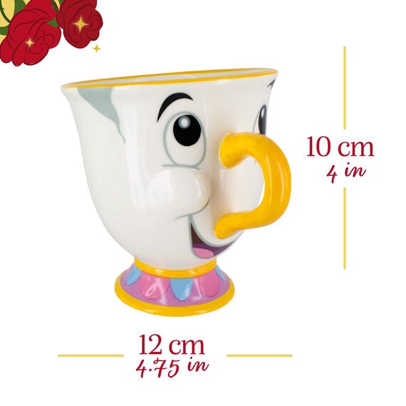 Die Schöne und das Biest Chip-Tasse - Offiziell lizenziert, handbemalt, Disney Tee-Set oder Küchenkollektion, Braun