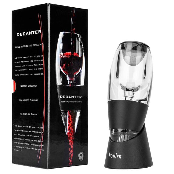 hotder Weinbelüfter Weindekanter Standfuß, Premium Wein-Dekantierer mit Venturieffekt, Wein Dekanter Dekantierer Rotwein Aerator Set Schnellest Ernüchternd Wein Belüfter (Wine Aerator)