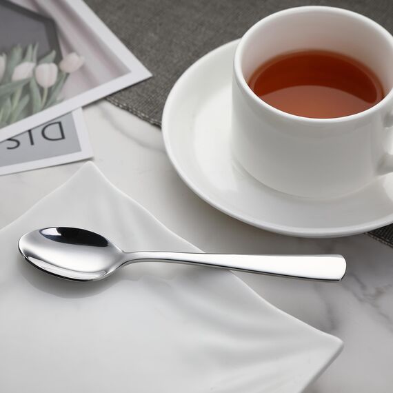 Amazon Basics - Kaffeelöffel aus Edelstahl, Gerades Design, 12er-Pack, Silber (Packung mit 2)