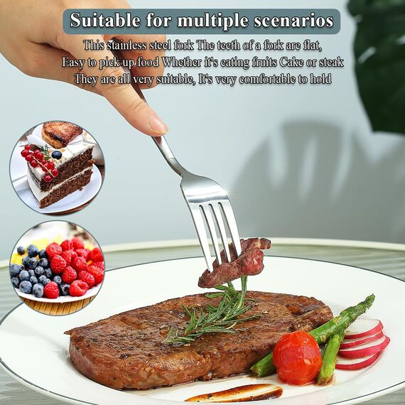 Berglander Tafelgabeln von 12 Stück, Edelstahl Modernes Speisegabel-Set, Gabeln und Löffel Besteck, ideal für Zuhause, Restauroom, Hotel, Hochzeit, Party, spülmaschinenfest