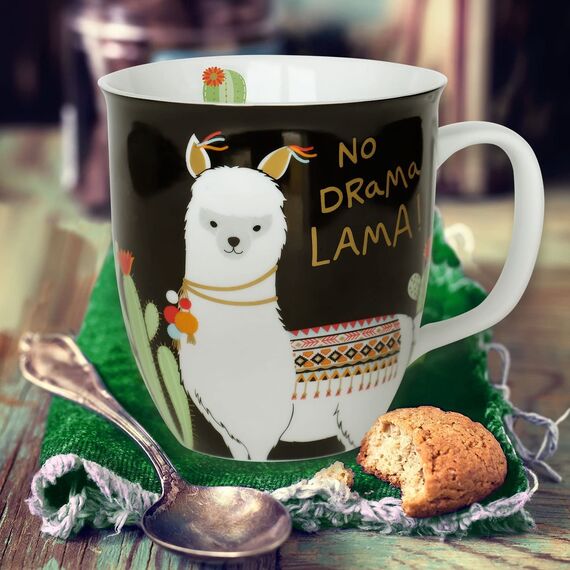 H:) PPY life Tasse mit Motiv "Lama" | Kaffeetasse, Porzellan, 40 cl | Becher mit lustigem Spruch, Geschenk | 45544