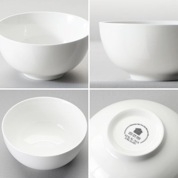 MALACASA, Serie Regular, 4-teilig Porzellan Cremeweiß Müslischalen Set, 750ml Suppenschüssel Reisschale Bowl Schüssel, Snackschale Dessertschale für Salat, Suppen, Ramen, Obst usw. 15,2x15,2x7,6cm