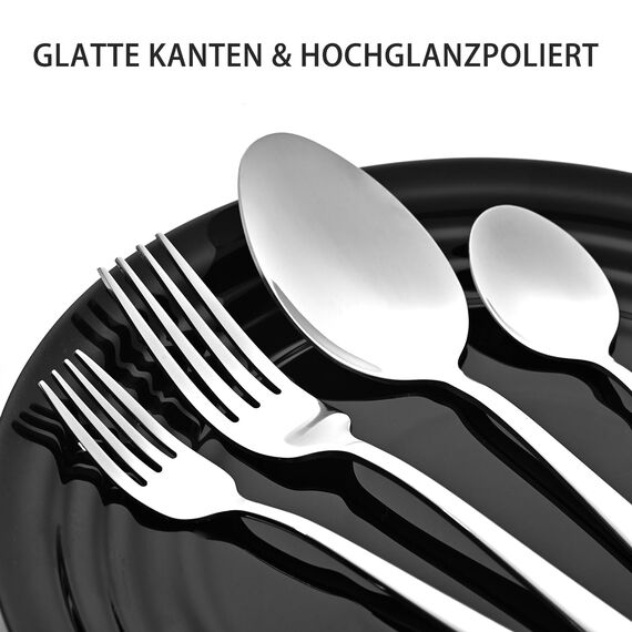 Besteck Set 6 Personen 36-teilig Edelstahl - Besteckset Spülmaschinenfest mit Steakmesser, Tafelmesser, Gabeln, Löffel, Kaffeelöffel - Rostfreies Tafelbesteck Set für 6 Personen - Modernes Design