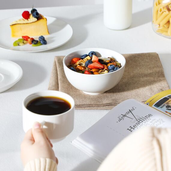 MALACASA, Serie Regular, 8-teiliges Müslischalen-Set in Cremeweiß, 420 ml Mini-Suppenschüssel aus Porzellan, Bowl Schüssel, Reisschale, Dessertschale für Salat, Suppen, Ramen und Obst, 12,8x12,8x6,5cm