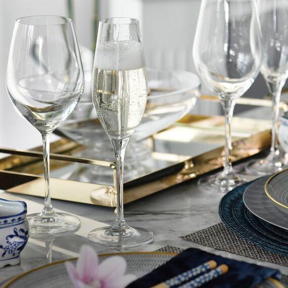 Krosno Champagnergläser Set – 6er Set | 210 ml | Splendour Kollektion | Crystalline Glas, bleifrei | Elegantes Design mit hohem Stiel | Für Sekt, Prosecco & festliche Anlässe