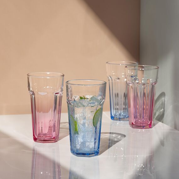 TREND FOR HOME Gigi Secret Pastels große Trinkgläser 630 ml, Set mit 6 Cocktailgläsern, Longdrinkgläser XXL, spülmaschinenfest, perfekt für Zuhause