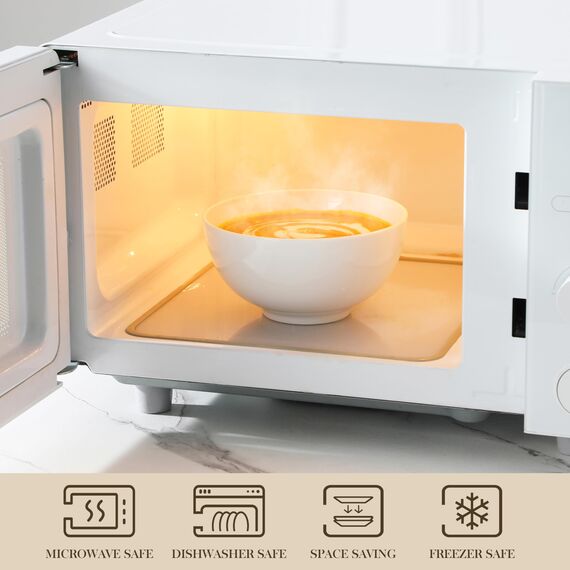 MALACASA Müslischalen 6er Set, 750 ml Porzellan Suppenschüssel in Cremeweiß, Bowl Schüssel, Dessertschalen, Müsli Schüssel für Salat, Suppen, Ramen, Obst, 15,2 x 15,2 x 7,6 cm, Serie Regular