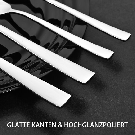 Besteck Set 6 Personen 36-teilig Edelstahl - Besteckset Spülmaschinenfest mit Steakmesser, Tafelmesser, Gabeln, Löffel, Kaffeelöffel - Rostfreies Tafelbesteck Set für 6 Personen - Modernes Design