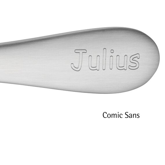 WMF Kinderbesteck-Set 4-teilig Farm Edelstahl Rostfrei poliert - Besteckteile mit individueller Gravur auf Vorderseite