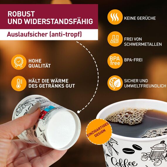 gobecups 100 Weiße Pappbecher 200 ml / 7 oz für Kaffee und Mehr, kaffeebecher pappe, kaffebecher, kaffeebecher einweg