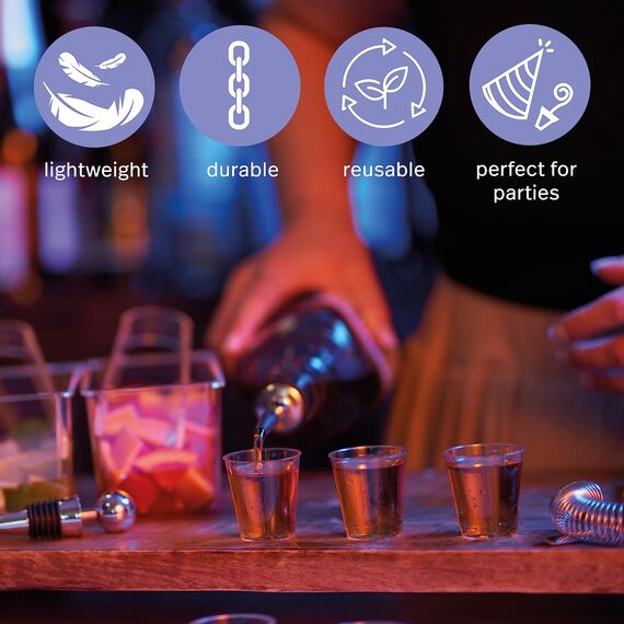 MATANA 300 Shotgläser Plastik, Schnapsgläser (3cl) - Shot Becher, Schnapsbecher, Plastik Pinnchen, Schnaps Becher, Shotbecher - Party Zubehör - Stabil & Mehrweg