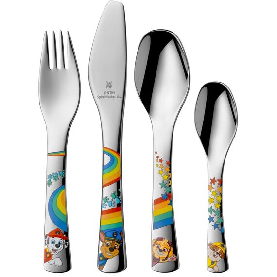 WMF Paw Patrol Kinderbesteck Set 4-teilig, Kinderbesteck Edelstahl, Besteck Kinder ab 3 Jahre, Cromargan poliert, spülmaschinengeeignet