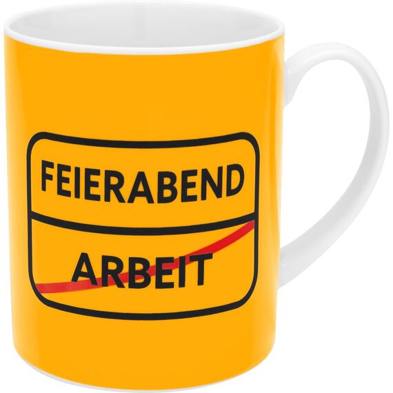 GRUSS & CO XL-Tasse mit Motivdruck "Feierabend" | große Kaffeetasse, Porzellan, 60 cl, Becher mit Spruch | lustiges Geschenk, Männergeschenk | 48924