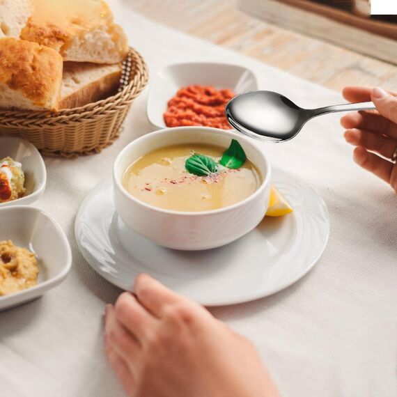 Berglander Suppenlöffel 12 Stück, Edelstahl Esslöffel, Esslöffel, Löffel Besteck für Zuhause, Restaurant, Hotel, Täglicher Gebrauch, spülmaschinenfest