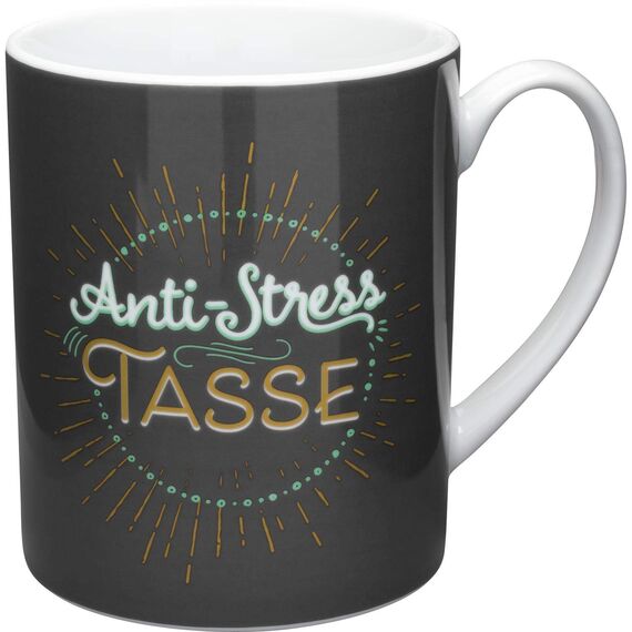GRUSS & CO XL-Tasse Motiv "Anti-Stress" | Große Kaffeetasse aus Porzellan, Jumbotasse, 60 cl, Becher mit Spruch | Geschenk, Freund, Freundin | 47000