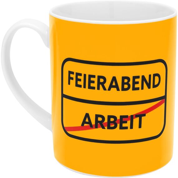 GRUSS & CO XL-Tasse mit Motivdruck "Feierabend" | große Kaffeetasse, Porzellan, 60 cl, Becher mit Spruch | lustiges Geschenk, Männergeschenk | 48924