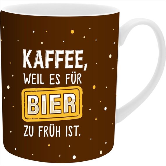GRUSS & CO XL-Tasse mit Motiv "Zu früh" | Großer Becher aus Porzellan, XL Jumbotasse, 60 cl, mit lustigem Spruch | Geschenk, Männergeschenk | 74135