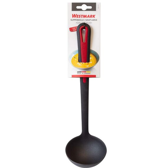 Westmark Suppenkelle/Schöpflöffel, Hitzebeständig bis 270 °C, PPA, Länge: 31,5 cm, Gallant Plus, Schwarz/Rot, 29562275