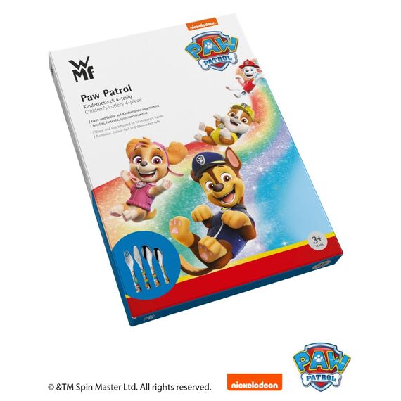 WMF Paw Patrol Kinderbesteck Set 4-teilig, Kinderbesteck Edelstahl, Besteck Kinder ab 3 Jahre, Cromargan poliert, spülmaschinengeeignet