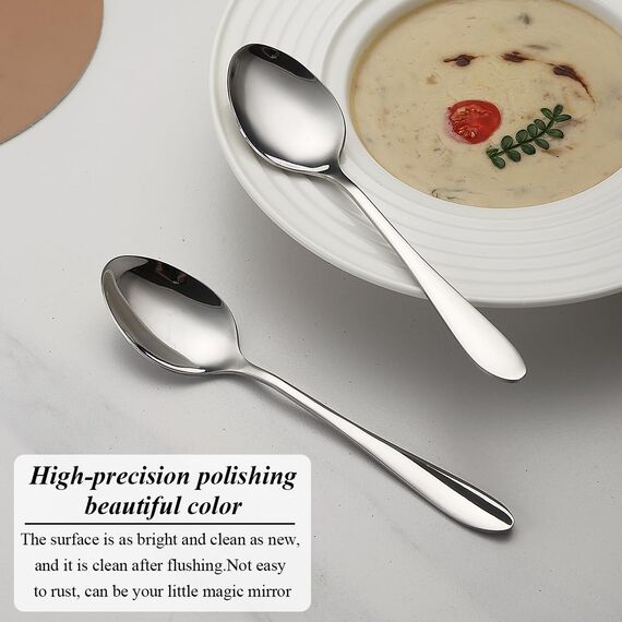 Berglander Suppenlöffel 12 Stück, Edelstahl Esslöffel, Esslöffel, Löffel Besteck für Zuhause, Restaurant, Hotel, Täglicher Gebrauch, spülmaschinenfest