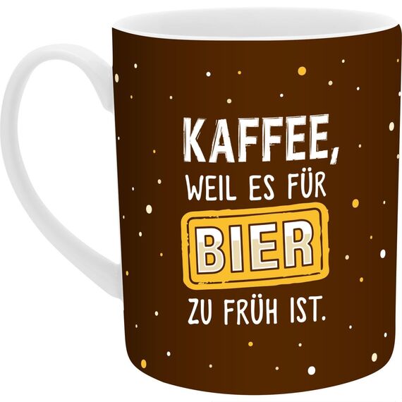 GRUSS & CO XL-Tasse mit Motiv "Zu früh" | Großer Becher aus Porzellan, XL Jumbotasse, 60 cl, mit lustigem Spruch | Geschenk, Männergeschenk | 74135