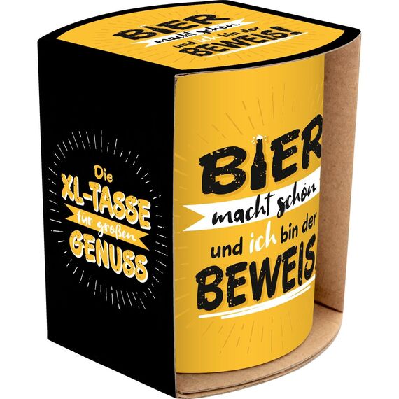 GRUSS & CO XL-Tasse mit Motiv "Macht schön" | Große Kaffeetasse aus Porzellan, XL Jumbo-Becher, 60 cl, mit lustigem Spruch | Geschenk, Männergeschenk | 74134