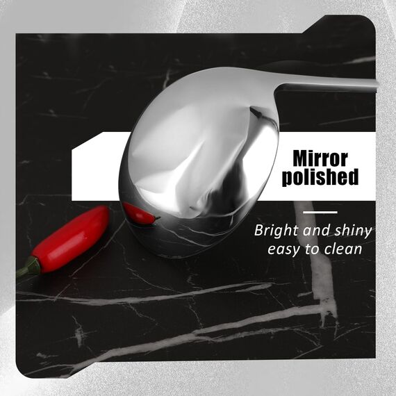 Edelstahl Silber Suppenschöpfer, 20 cm Soßenkelle, Suppenkelle, Servierlöffel von Suppen und Eintöpfen, Spülmaschinenfest(Kleiner Suppenlöffel)