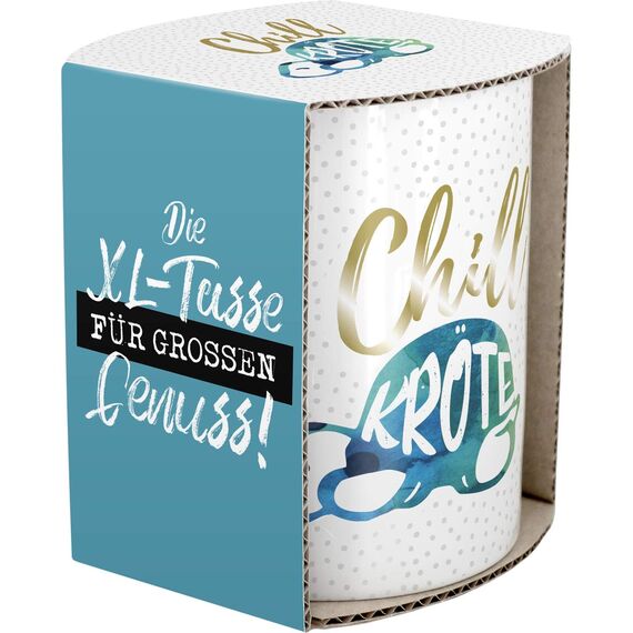 GRUSS & CO XL-Tasse Motiv "Chillkröte" | Große Kaffeetasse aus Porzellan, Jumbobecher, 60 cl, Becher mit Spruch | Geschenk, Freund, Freundin | 45757