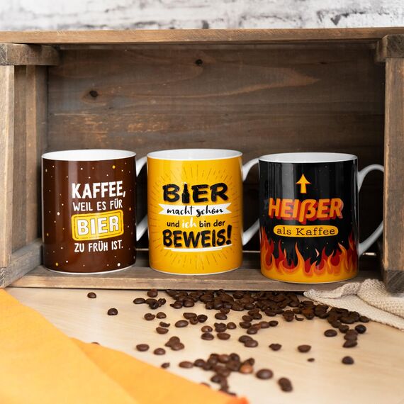 GRUSS & CO XL-Tasse mit Motiv "Zu früh" | Großer Becher aus Porzellan, XL Jumbotasse, 60 cl, mit lustigem Spruch | Geschenk, Männergeschenk | 74135