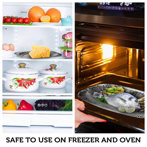 MATANA 20 Große Alu Servierplatten, 35x26cm – Einweg- & Mehrweg Serviertablett mit Hohem Rand & Extra Tiefe – Ofen- & Gefrierschrankgeeignete Buffetplatten für Partys, Weihnachten, Catering