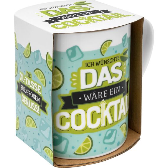 GRUSS & CO XL-Tasse Motiv Cocktail | lustige Riesentasse, Porzellan, großer Becher 60 cl, blau | Frauengeschenk, Partygeschenk | 48816