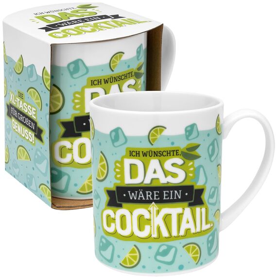 GRUSS & CO XL-Tasse Motiv Cocktail | lustige Riesentasse, Porzellan, großer Becher 60 cl, blau | Frauengeschenk, Partygeschenk | 48816
