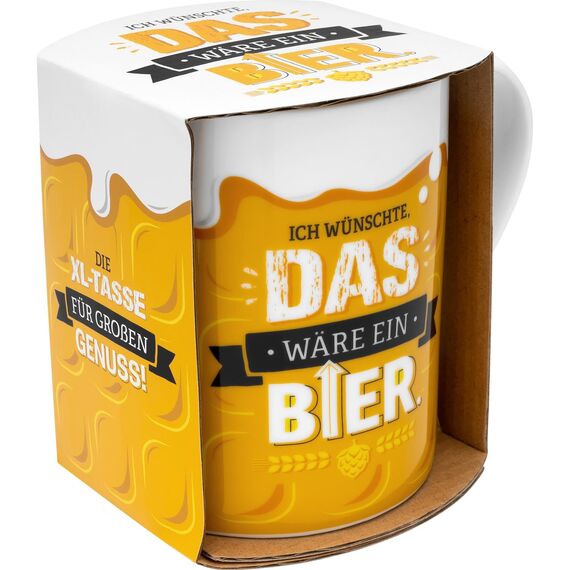 GRUSS & CO XL-Tasse Motiv Bier | lustiger Spruch, Porzellan, Jumbotasse 60 cl, gelb | Männergeschenk, Partygeschenk | 48813
