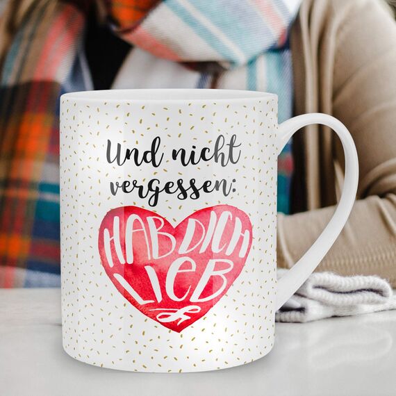 GRUSS & CO Die Geschenkewelt 45759 XL Tee, lieb, Porzellan, 60 cl, mit Geschenk-Banderole, Rot Tasse, Mehrfabrig