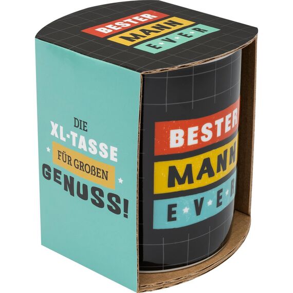 GRUSS & CO XL-Tasse Motiv "Bester Mann ever" | lustige Tasse, Porzellan, Tasse groß 60 cl | Männergeschenk, Partygeschenk | 48968