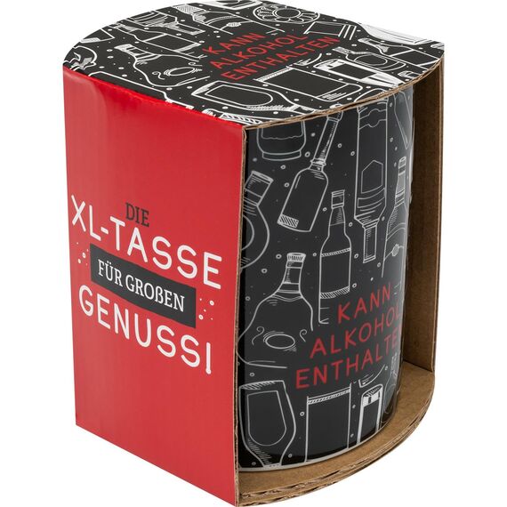 GRUSS & CO XL-Tasse Motiv "Kein Alkohol enthalten" | lustige Kaffeetasse, Porzellan, großer Becher 60 cl | Männergeschenk, Partygeschenk | 48967