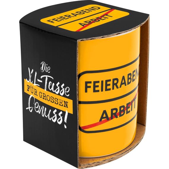 GRUSS & CO XL-Tasse mit Motivdruck "Feierabend" | große Kaffeetasse, Porzellan, 60 cl, Becher mit Spruch | lustiges Geschenk, Männergeschenk | 48924