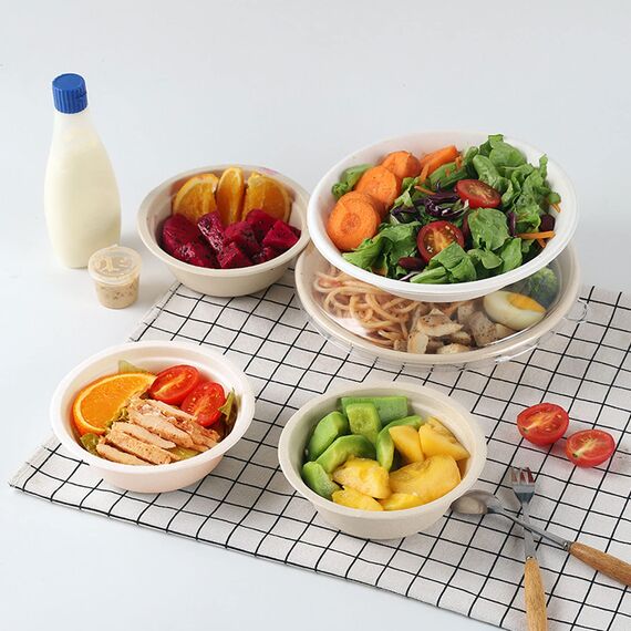 Meiontepor 50 Stück Einwegpapierschalen, biologisch abbaubar und kompostierbar, umweltfreundliche Einwegschalen, perfekt für Party und Picknicks (17 oz), Bagasse-Zellstoff