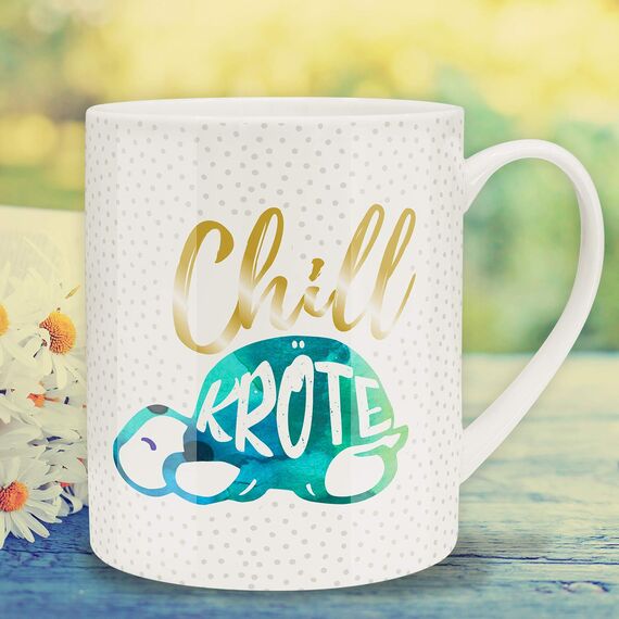 GRUSS & CO XL-Tasse Motiv "Chillkröte" | Große Kaffeetasse aus Porzellan, Jumbobecher, 60 cl, Becher mit Spruch | Geschenk, Freund, Freundin | 45757