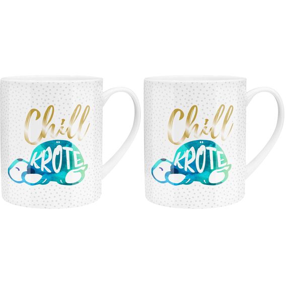 GRUSS & CO XL-Tasse Motiv Chillkröte | Große Kaffeetasse aus Porzellan, Jumbobecher, 60 cl, Becher mit Spruch | Geschenk, Freund, Freundin | 45757 (Packung mit 2)