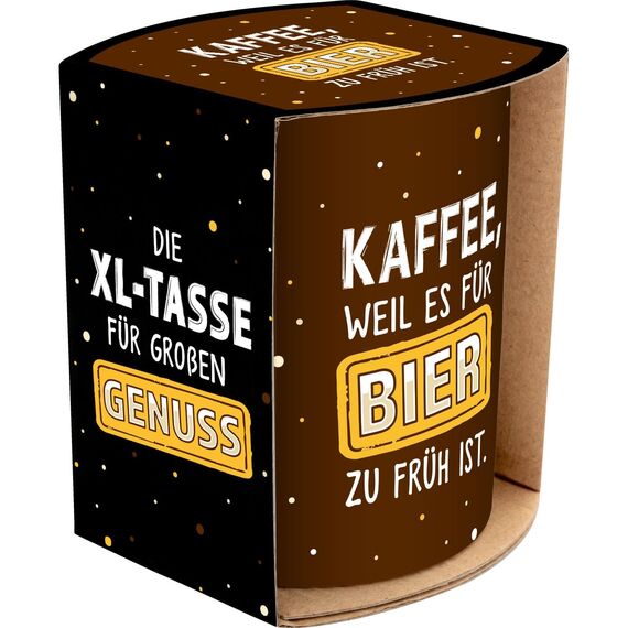 GRUSS & CO XL-Tasse mit Motiv "Zu früh" | Großer Becher aus Porzellan, XL Jumbotasse, 60 cl, mit lustigem Spruch | Geschenk, Männergeschenk | 74135