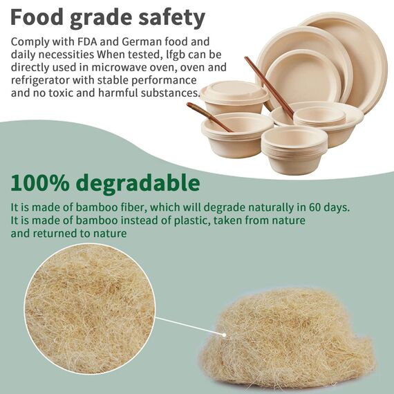 Meiontepor 50 Stück Einwegpapierschalen, biologisch abbaubar und kompostierbar, umweltfreundliche Einwegschalen, perfekt für Party und Picknicks (17 oz), Bagasse-Zellstoff