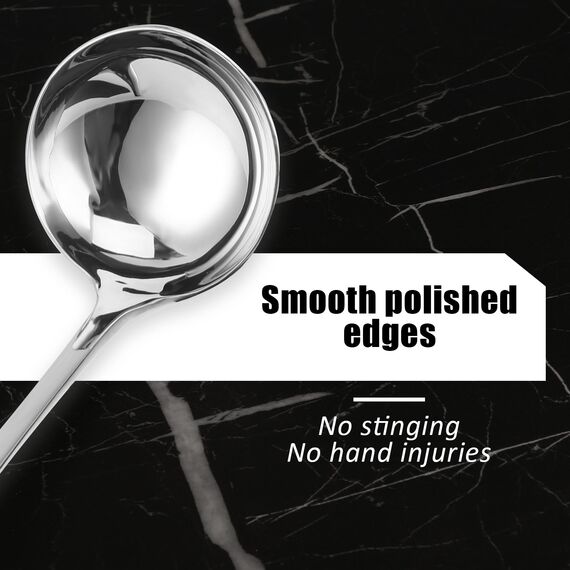 Edelstahl Silber Suppenschöpfer, 20 cm Soßenkelle, Suppenkelle, Servierlöffel von Suppen und Eintöpfen, Spülmaschinenfest(Kleiner Suppenlöffel)